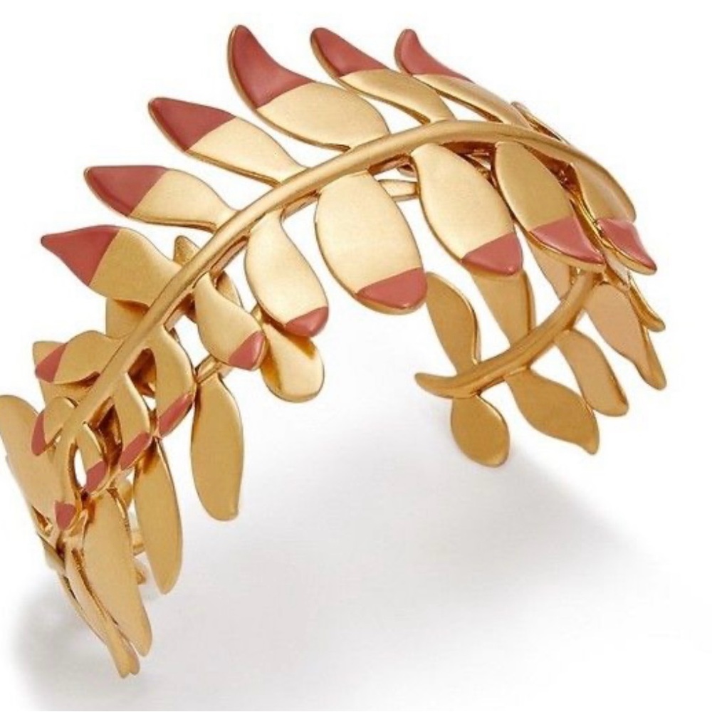 Tory Burch Gold Fern Cuff with Pouch